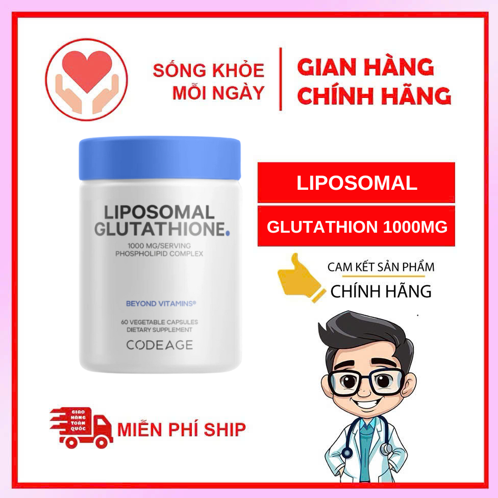 LIPOSOMAL GLUTATHIONE 1000mg Viên Uống Hỗ Trợ Trắng Da