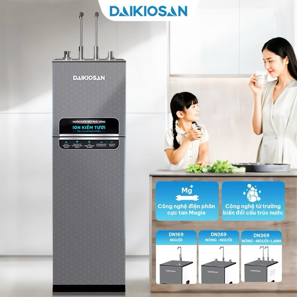 Máy Lọc Nước Ion Kiềm Tươi Từ Trường Daikiosan DN369 Nóng Nguội Lạnh