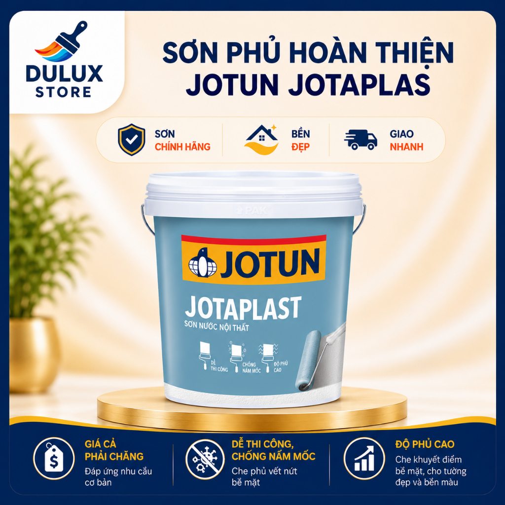 5L NGUYÊN LON NHÀ MÁY Sơn phủ nội thất cao cấp JOTUN JOTAPLAST