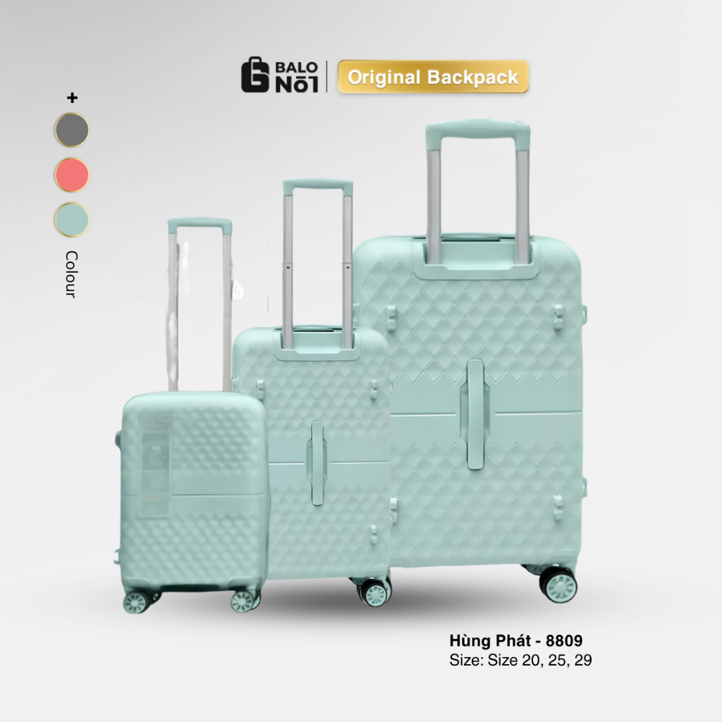Vali Hùng Phát Travelking 8809 Nhựa PP Dẻo Chống Bể Thiết Kế Thời Trang Mới Lạ Trendy Cao cấp