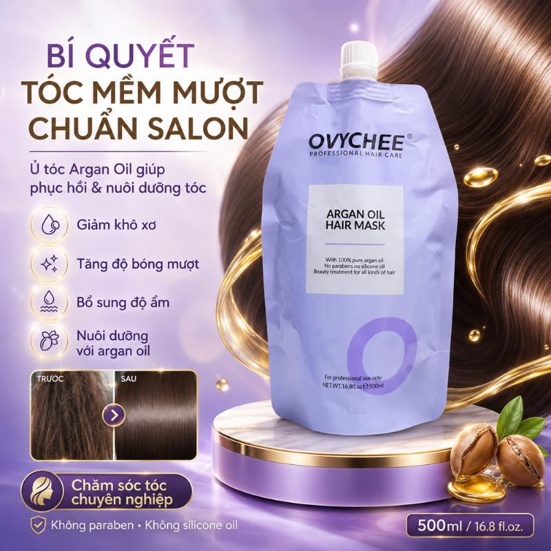 Dầu Ủ Tóc COLLAGEN OVYCHEE 500ML Chăm Sóc Tóc Khô Xơ Uốn Nhuộm Phục Hồi Tóc Hư Tổn Siêu Mềm Mượt