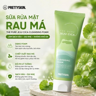 Sữa Rửa Mặt Rau Má Prettyskin Jeju Cica sạch sâu,kiềm dầu giảm mụn 150ml
