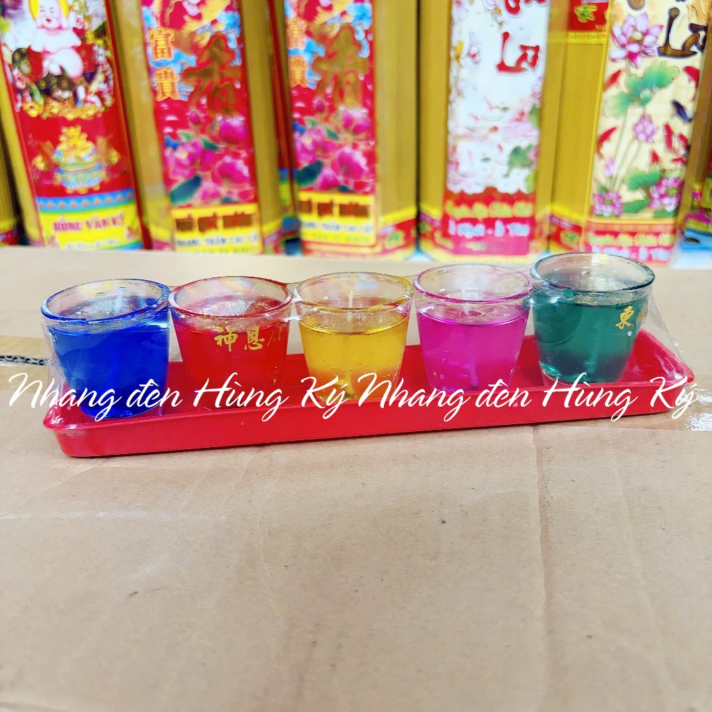 Đèn ly 5 màu cúng thần tài