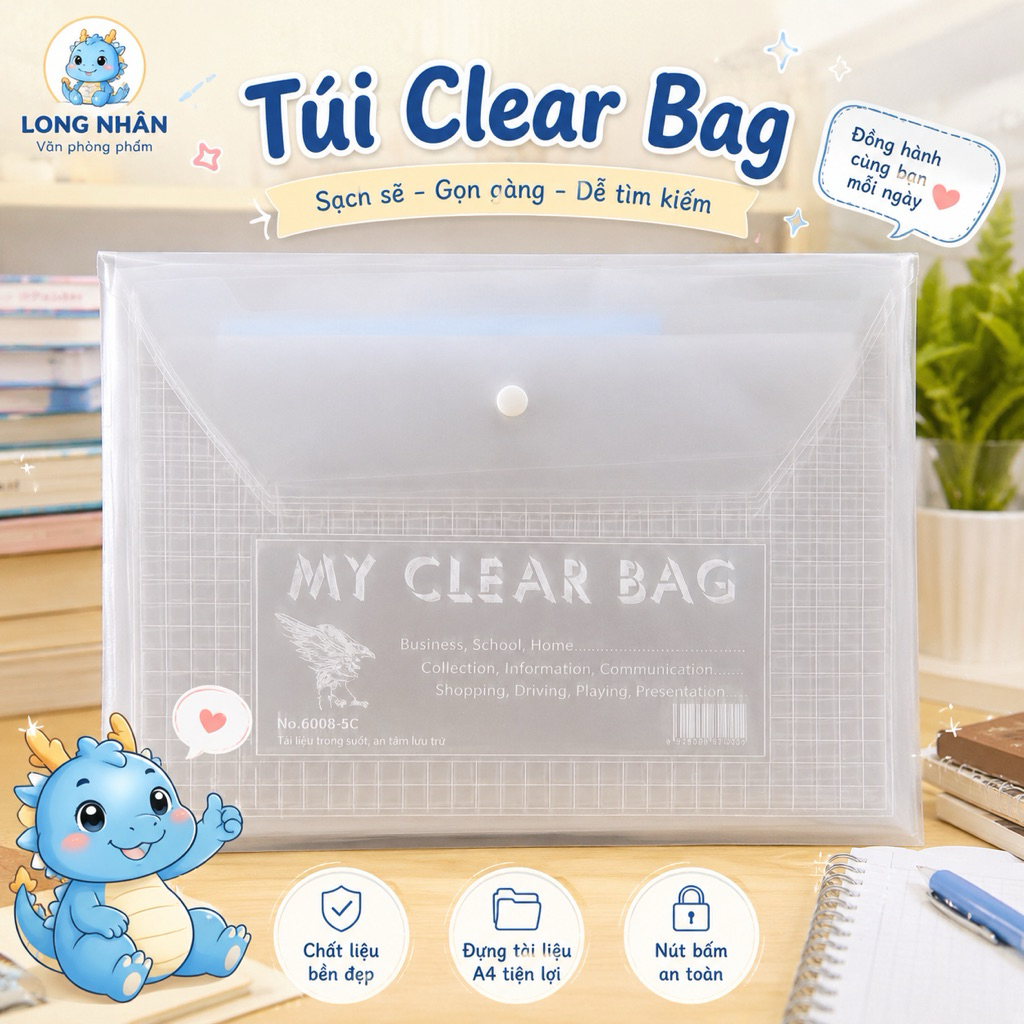 Bìa nút A4 My CLEAR BAG ( 20 túi)