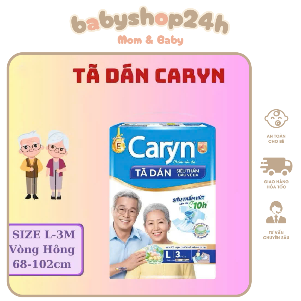 Bịch 3 Miếng Bỉm Dán Caryn Cho Mẹ Sau Sinh L3 - Tã Dán Caryn Cho Người Cao Tuổi ( Bịch Màu Xanh)