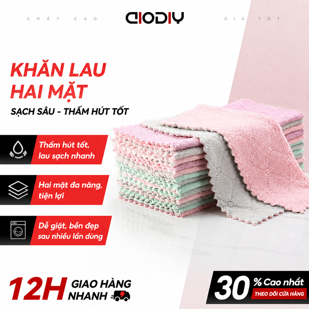 AIODIY Vải rửa chén Lông cừu san hô Khăn tắm nhỏ Khăn tay Khăn lau sạch