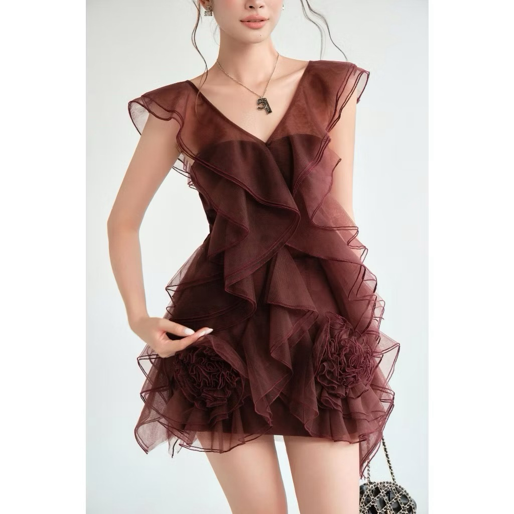 [CÓ BIGSIZE- SẴN] VN112 Váy tơ sóng lượn trễ vai chuẩn hàng TK phối hoa sang chảnh by CarrotShop | BigBuy360 - bigbuy360.vn