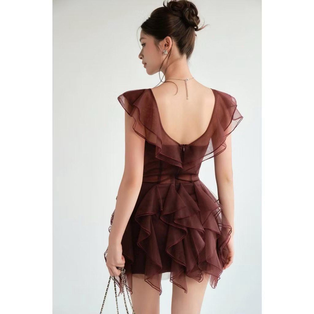 [CÓ BIGSIZE- SẴN] VN112 Váy tơ sóng lượn trễ vai chuẩn hàng TK phối hoa sang chảnh by CarrotShop | BigBuy360 - bigbuy360.vn