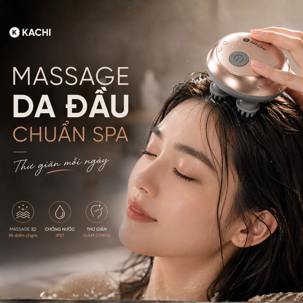 Máy Massage Đầu Mishio MK399 - Mát-xa Thư Giãn Da Đầu, Chống Nước IPX7, 96 Điểm Chạm Huyệt