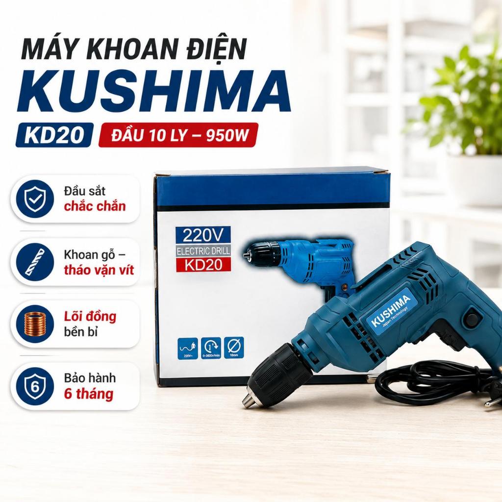 MÁY KHOAN KUSHIMA  - ĐẦU 10LY -