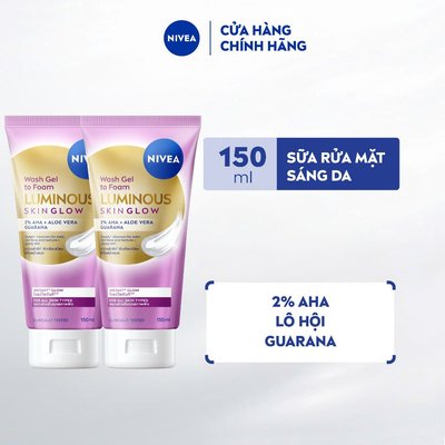 Bộ 02 Sữa Rửa Mặt NIVEA Luminous Dưỡng Sáng | Kiềm Dầu | Mịn Da  (100mlx2/150mlx2) - 99400x2/98764x2/98762x2