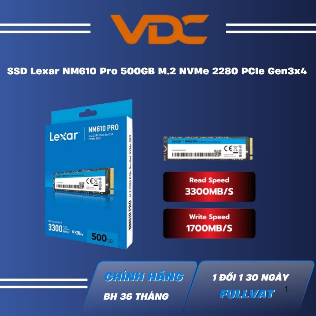 SSD Lexar NM610 Pro 500GB M.2 NVMe 2280 PCIe Gen3x4