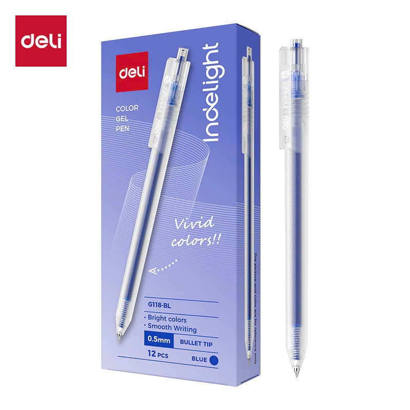 Hộp 12 Cây Bút G118 0.5mm Deli Xanh Dương
