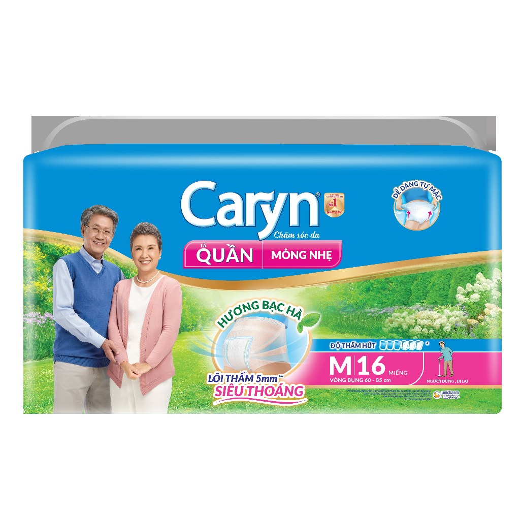 TÃ QUẦN NGƯỜI LỚN CARYN MỎNG NHẸ M16 (SIZE M, 16 MIẾNG)