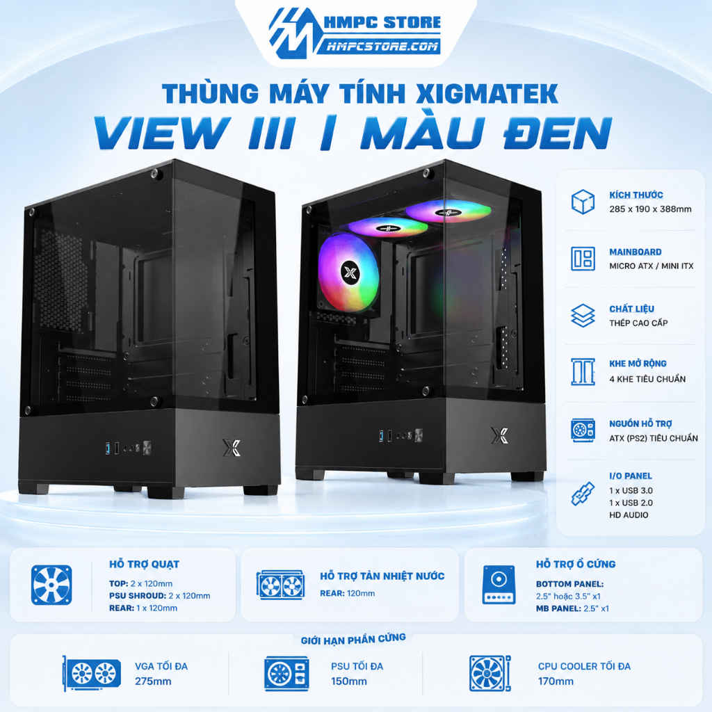 Case - Thùng máy tính Xigmatek View III | Màu đen, bảo hành 12 tháng