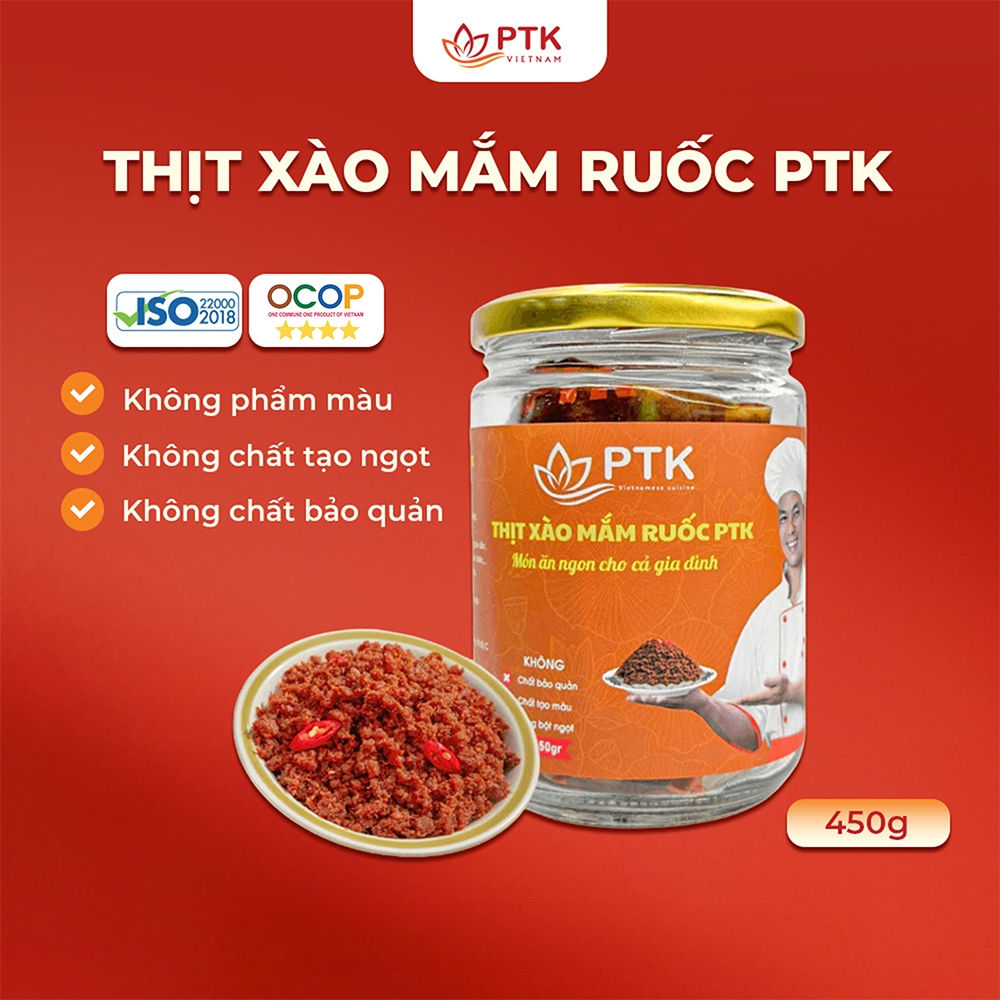 Thịt Xào Mắm Ruốc PTK 451 - 450g (Vị cay nhẹ, lọ thủy tinh) - Đặc Sản Việt Nam - Chuẩn ISO, OCOP