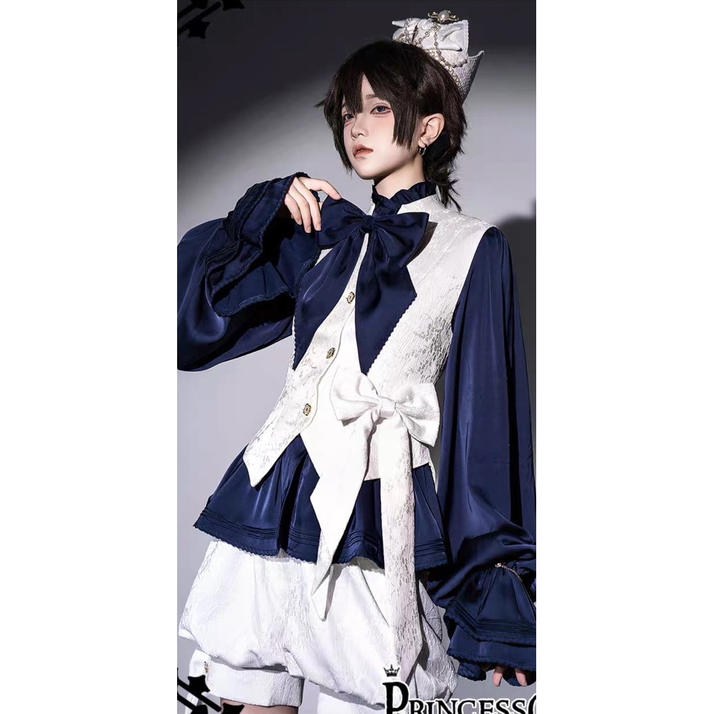 Áo gile Ouji Lolita chính hãng brand Princess Chronicles áo vest phong cách hoàng tử màu trắng phối 