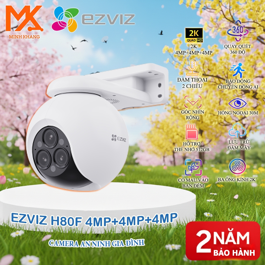EZVIZ H80f Multi 2K⁺ ×3 – Camera Wi-Fi Ngoài Trời Thông Minh Ba Ống Kính Toàn Cảnh 360°