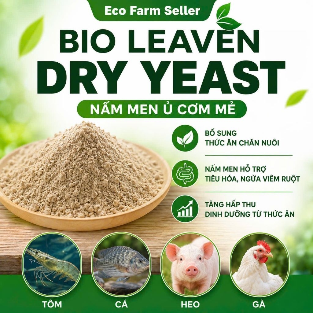 Bio Leaven Dry Yeast Ủ Cơm Mẻ Dùng Cho Chăn Nuôi Gói 500G