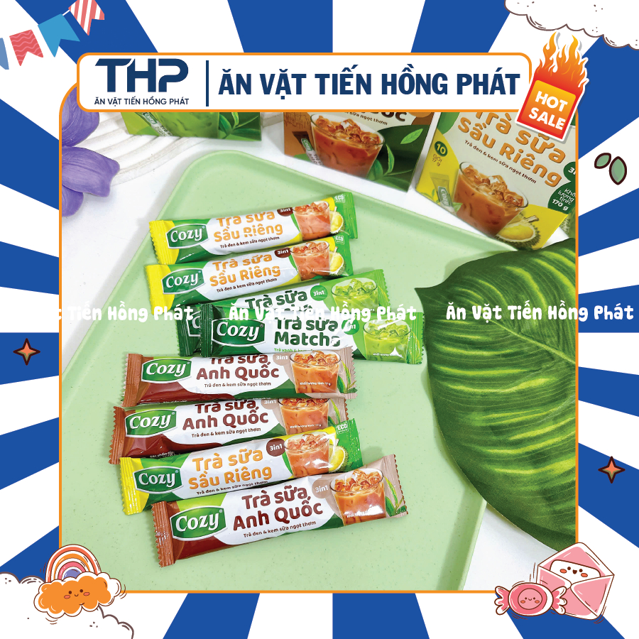 Combo Trà sữa Cozy Matcha 3in1, Trà Sữa Cozy Anh Quốc, Trà sữa Sầu Riêng