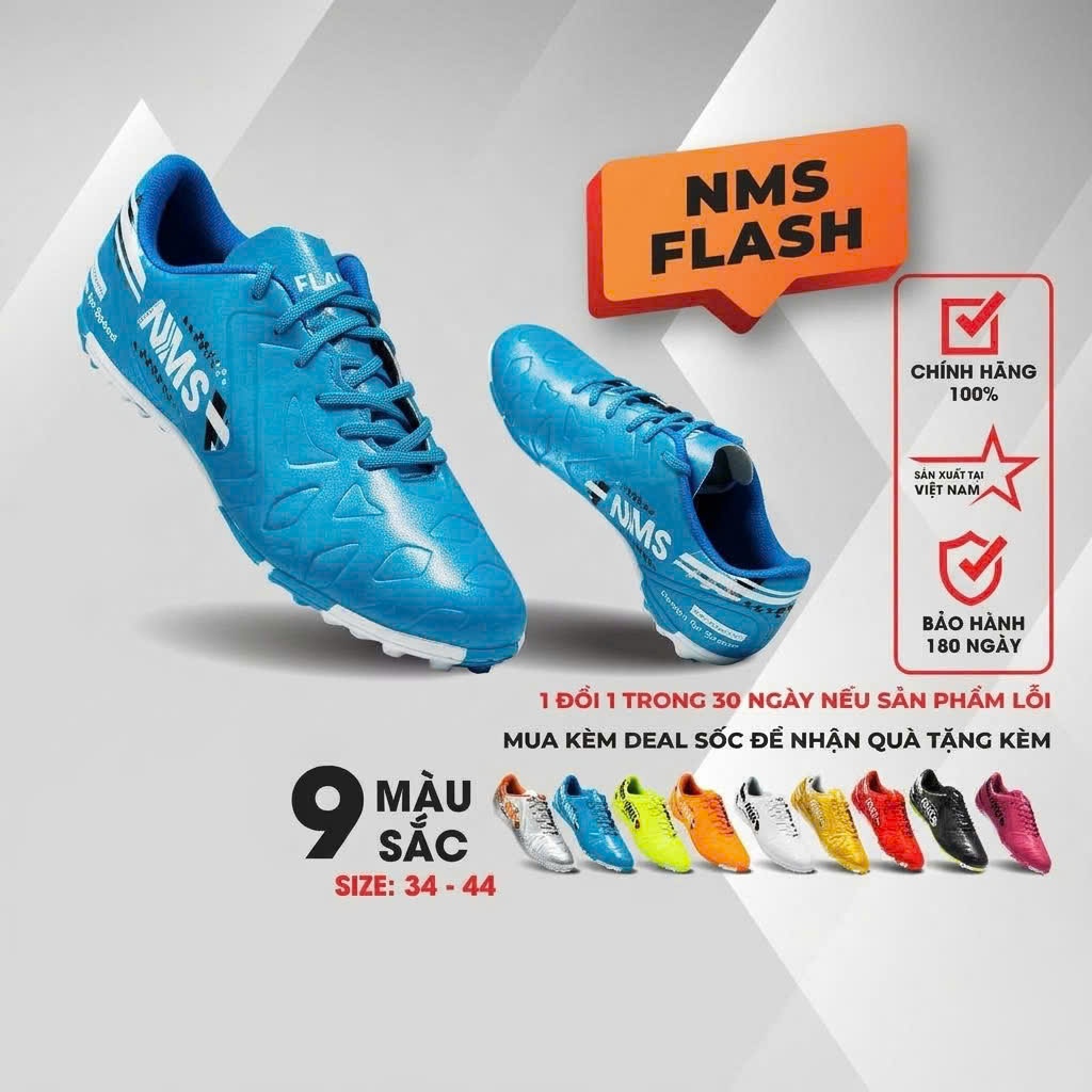 Giày Đá Bóng NMS FLASH Đế Đinh TF Bám Sân Chịu Lực Tốt Nhiều Màu Sắc Tặng Kèm Tất- HM Sport.