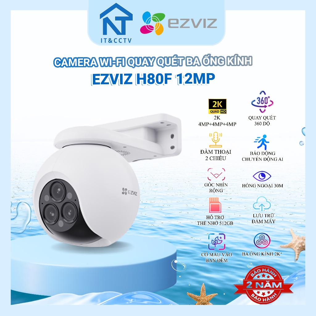 [EZVIZ] H80f Multi 3 Lens 2K+ – Camera WiFi Thông Minh Quay 360°, Đàm Thoại 2 Chiều