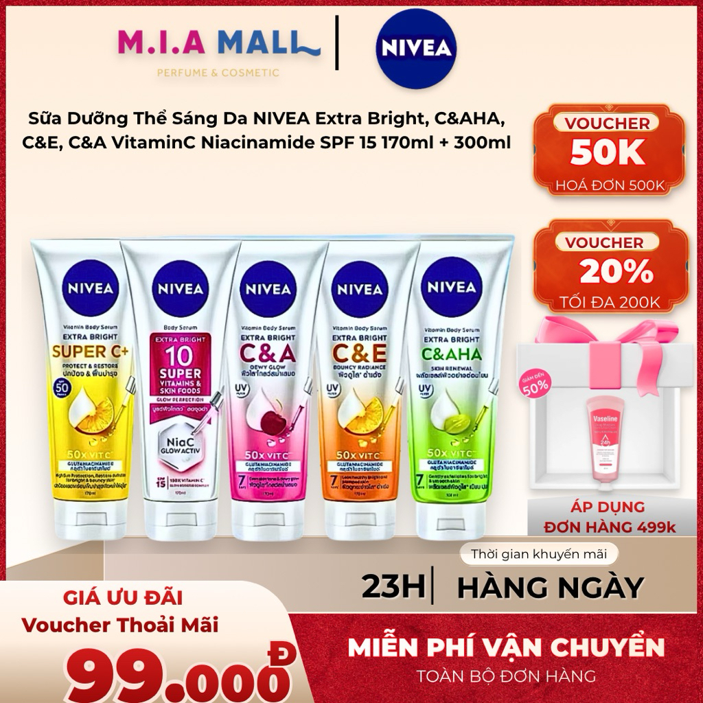 Sữa Dưỡng Thể Sáng Da NIVEA Extra Bright 10 Super 150x VitaminC Niacinamide SPF 15 170ml
