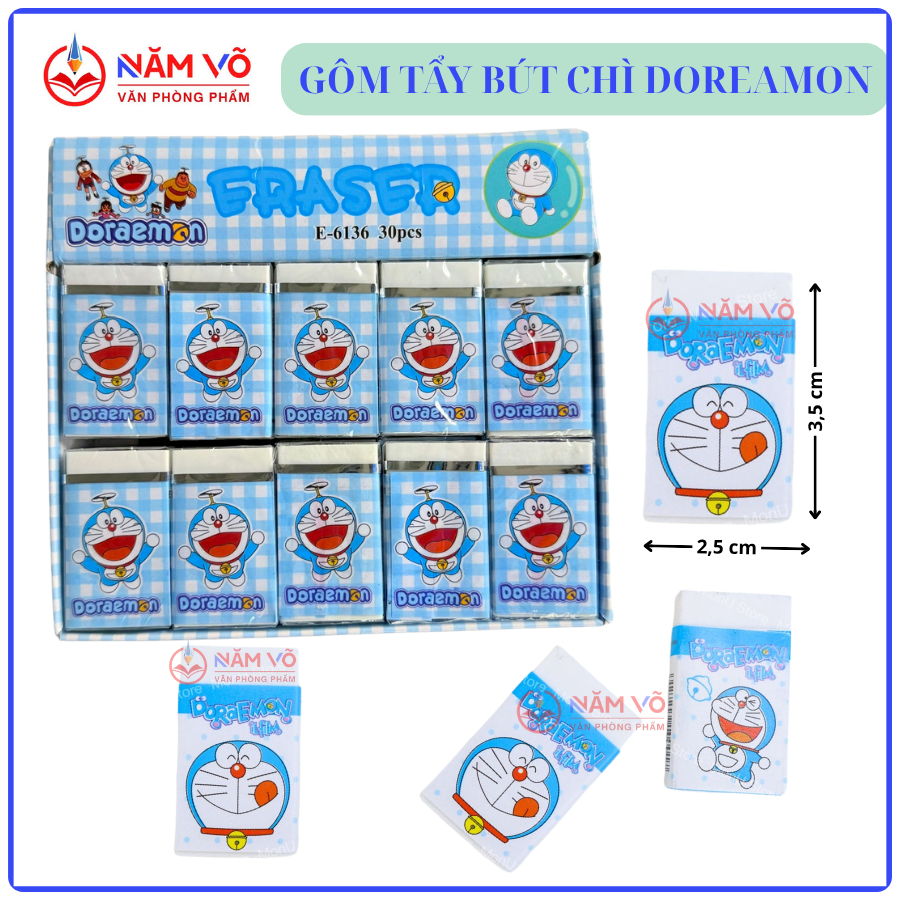 [ER6136] COMBO 5 Cục Gôm Bút Chì / Tẩy Bút Chì Eraser Hình Doremon / Doreamon Màu TRẮNG ER 6136 Tẩy 