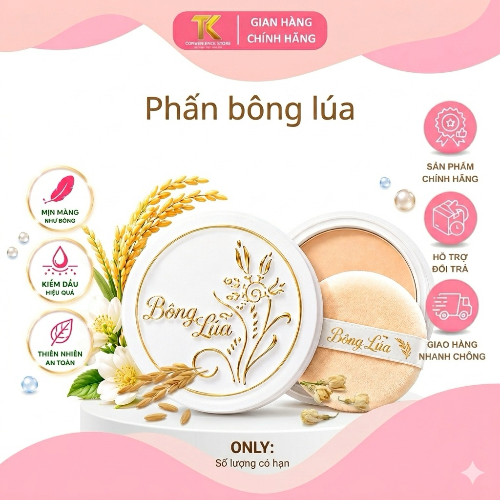 Phấn bông lúa, phấn nền trang điểm lên tông trắng