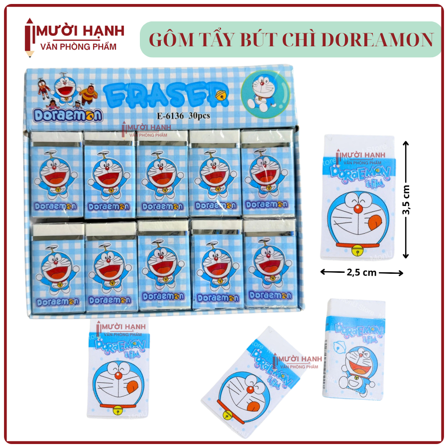[ER6136] COMBO 5 Cục Gôm Bút Chì / Tẩy Bút Chì Eraser Hình Doremon / Doreamon Màu TRẮNG ER 6136 Tẩy 