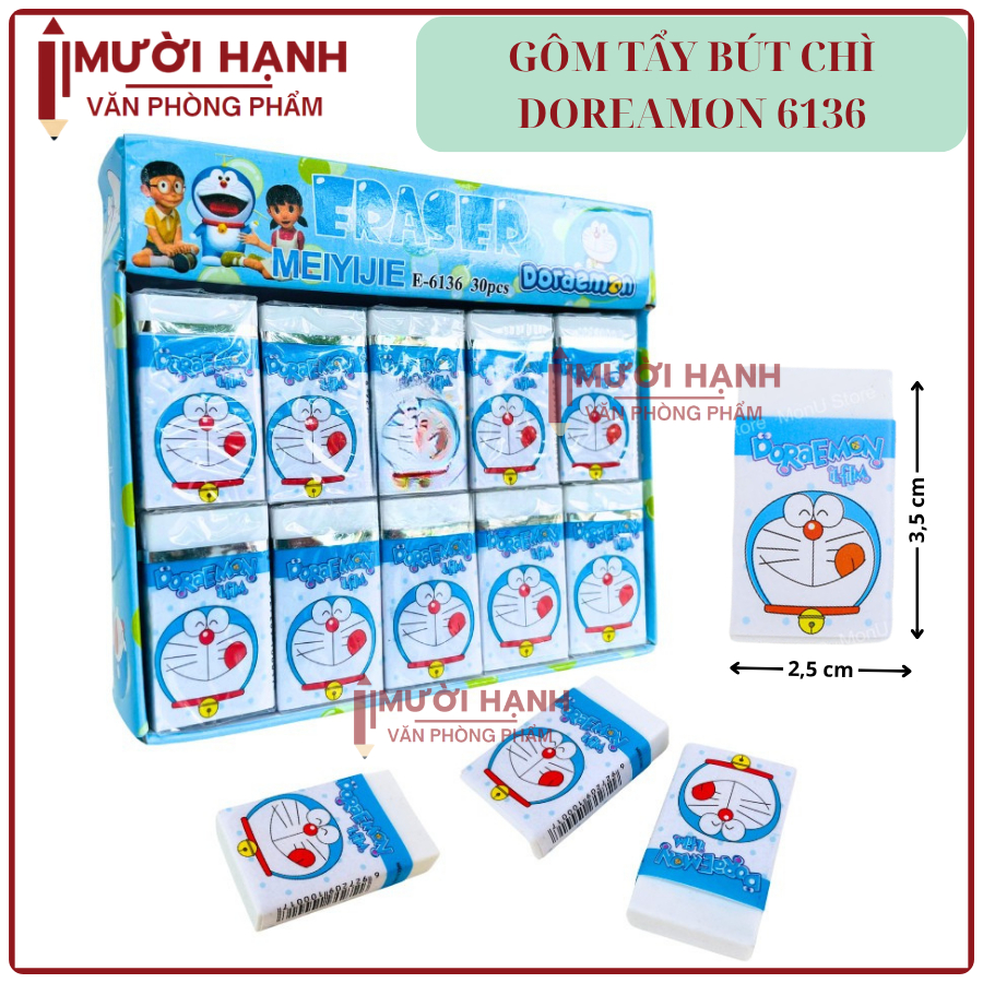 SỈ _ [ER6136] LỐC 30 Cục Gôm Bút Chì / Tẩy Bút Chì Eraser Hình Doremon / Doreamon Màu TRẮNG ER 6136 