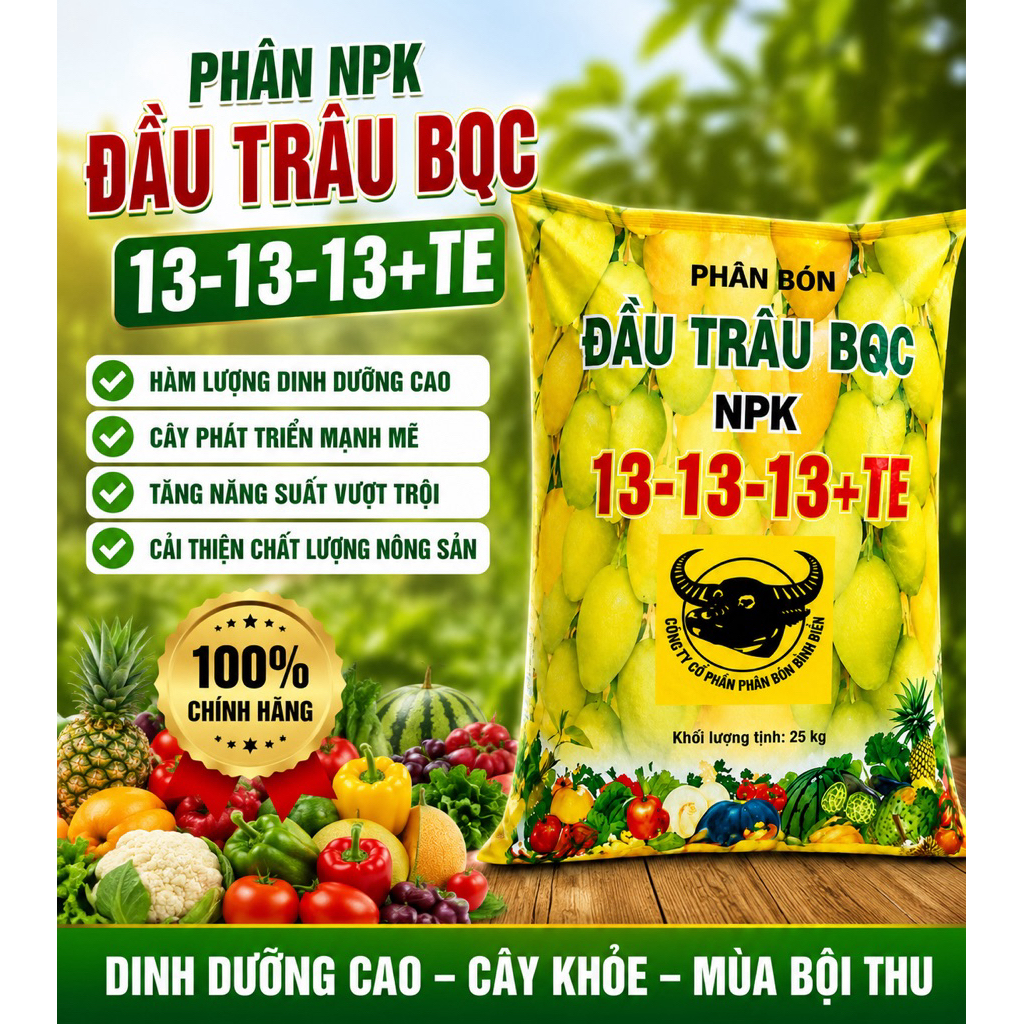 1kg Phân bón NPK Đầu Trâu BQC 13-13-13+TE