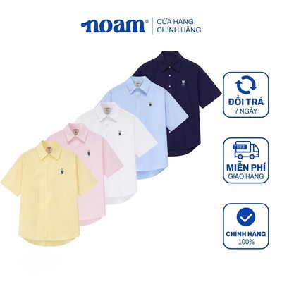 Áo Sơ Mi Ngắn Tay Form rộng NOAM Oxford - Màu Tím/ Be/ Hồng/ Tím kẻ sọc
