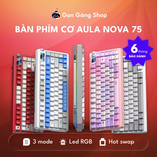 Bàn Phím Cơ Không Dây Gaming AULA NOVA 75 - 3 Mode - TFT Screen - Núm xoay - Có Tạ | BigBuy360 - bigbuy360.vn