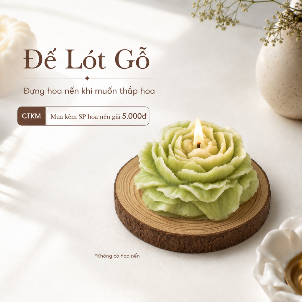 [Mua Kèm Hoa Giá 5K] Đế Lót Gỗ Thắp Nến JAROS Candle