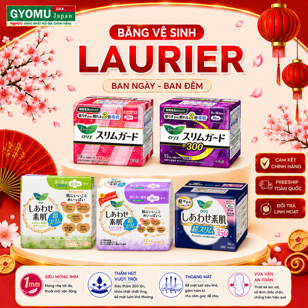 Băng vệ sinh Laurier ban ngày ban đêm đủ loại  - GYOMU JAPAN