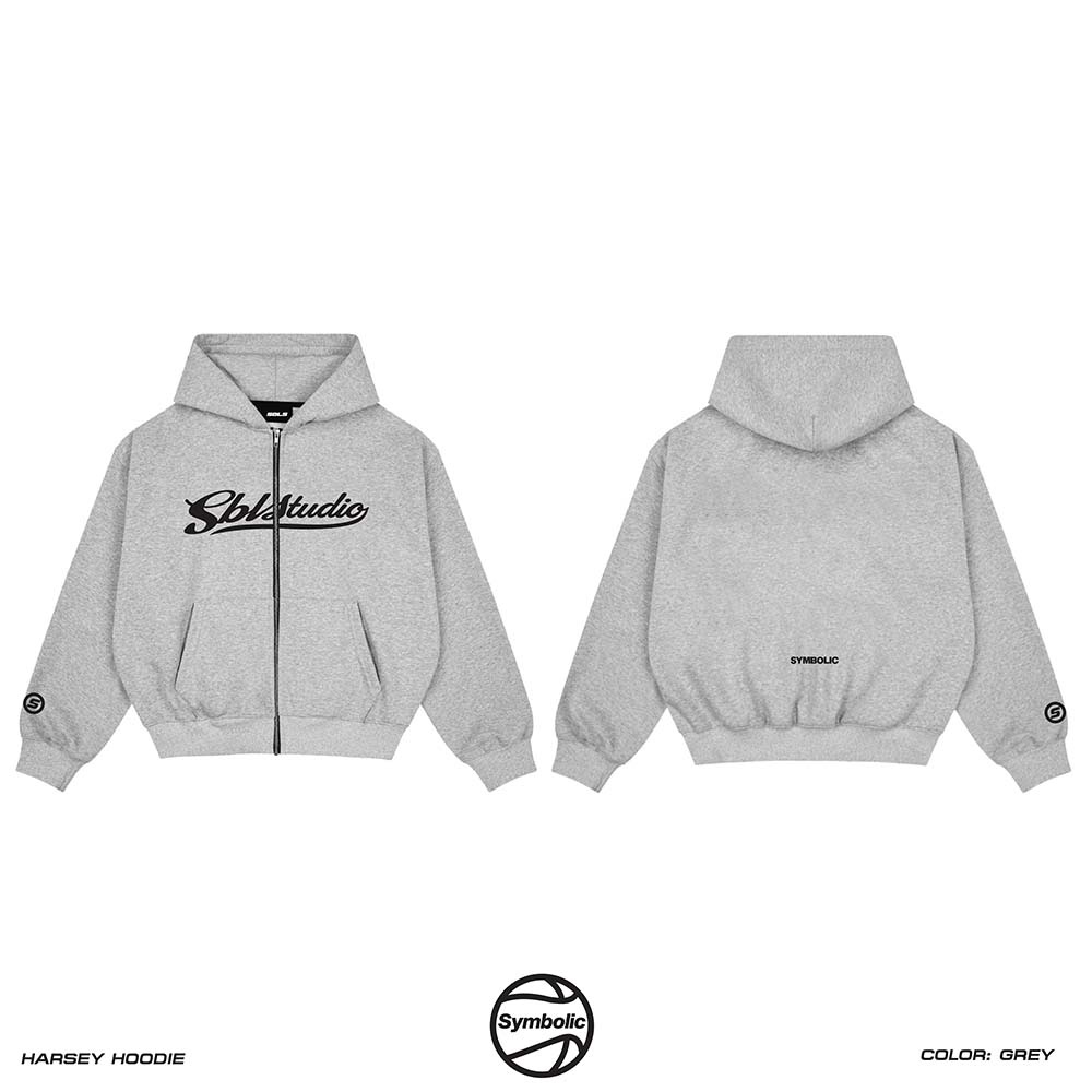 Áo Hoodie Zip boxy Harsey nỉ chân cua 450GSM Symbolic