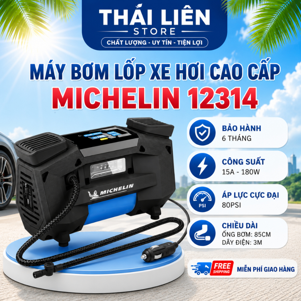 Máy bơm lốp xe siêu tốc Michelin 12314 - Hàng chính hãng - Michelin Superfast 4X4/SUV Digital