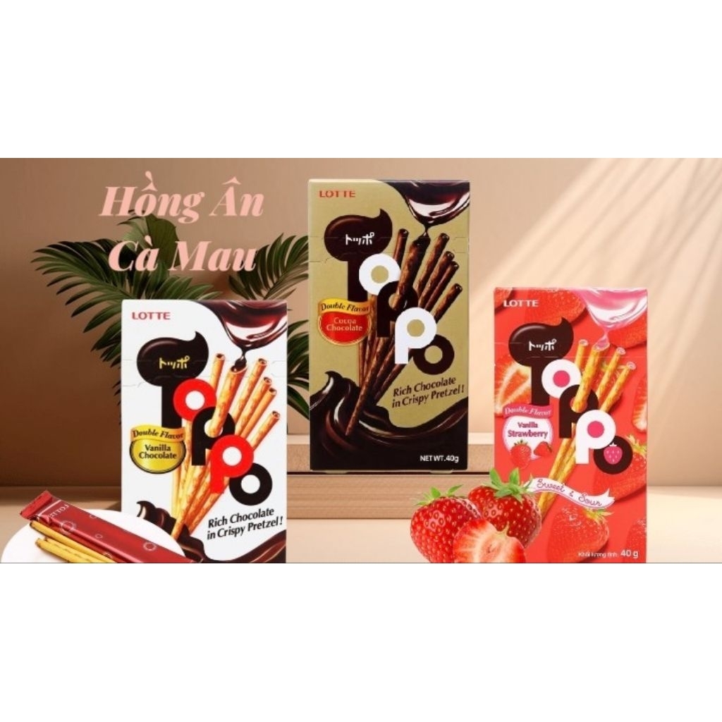 Bánh Lotte Toppo 3 vị - Dâu/Cacao/Vani