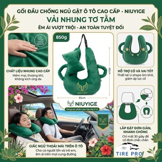 Gối Tựa Ngủ Ô Tô Chống Ngủ Gật Tirepro bằng vải kate, ruột gối cotton giúp ngủ ngon khi di xe hơi