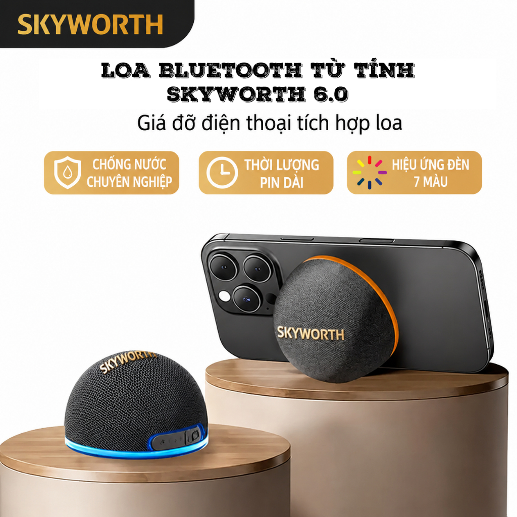 Loa Bluetooth Từ Tính SKYWORTH BT-A80 | Chống Nước IPX5 | Hỗ Trợ TWS | Bảo Hành 12 Tháng 1 đổi 1