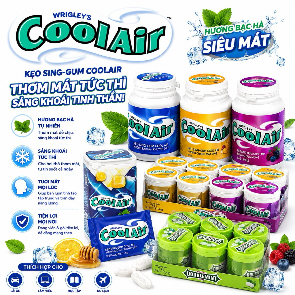 Kẹo Singum Cool air - Doublemint-Cool air Fresh Cup | Hàng Chính Hãng