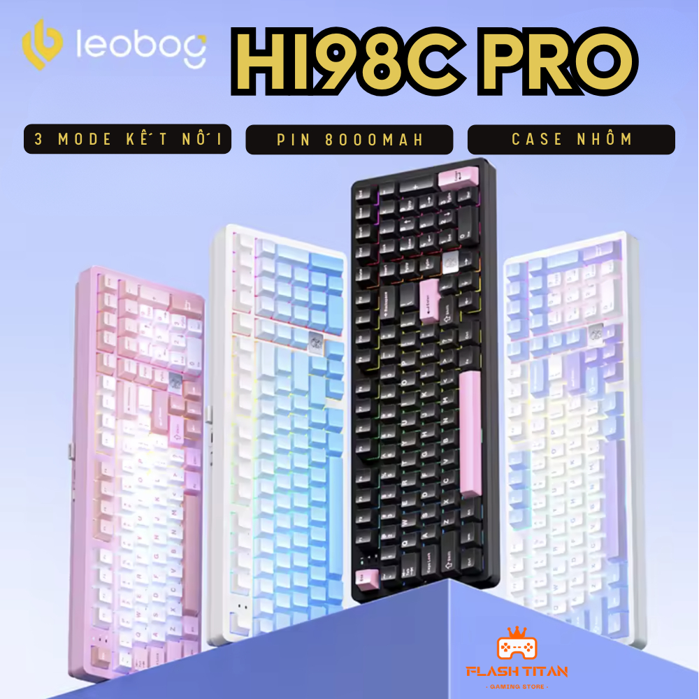 Bàn phím cơ không dây LEOBOG HI98C PRO - bàn phím nhôm 3 mode - Led RGB mạch xuôi - Pin 8000mAh | BigBuy360 - bigbuy360.vn