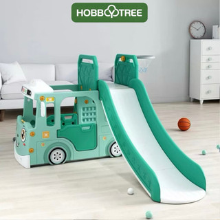 Cầu trượt ô tô bus liên hoàn kích thước lớn cho bé, nhựa nguyên sinh an toàn, chắc chắn tặng kèm bóng rổ