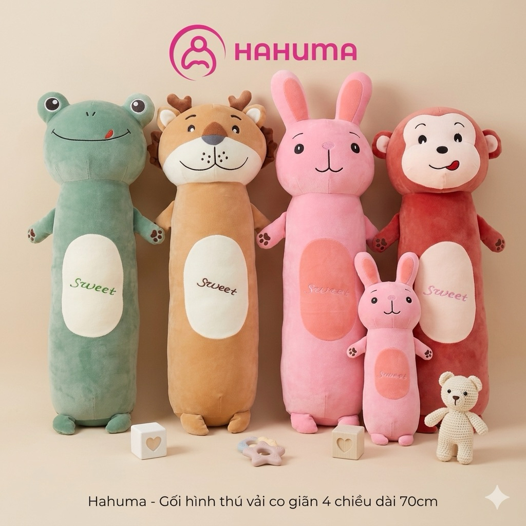 Gối Ôm Cho Bé Hahuma Cao Cấp 70cm - Gối Ôm Cho Bé Ngủ Ngon