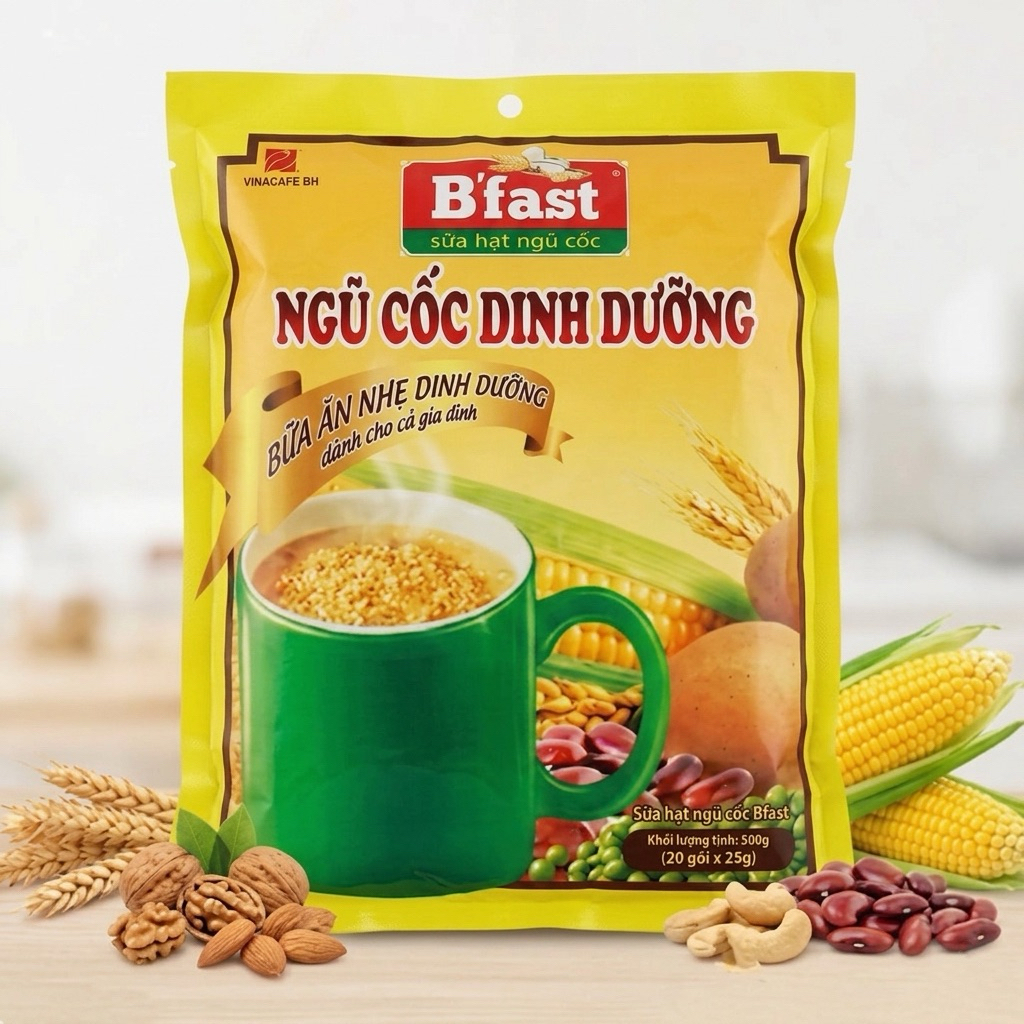 Sữa Ngũ Cốc B'Fast - Túi 20 Gói x 25g - Sữa Ngũ Cốc Dinh Dưỡng cho Cả Gia Đình