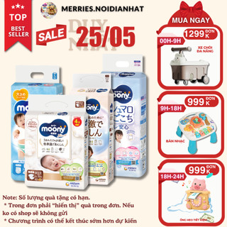 Tã bỉm moony natural dán/quần nb62/s58/m46/l38/l36/xl32