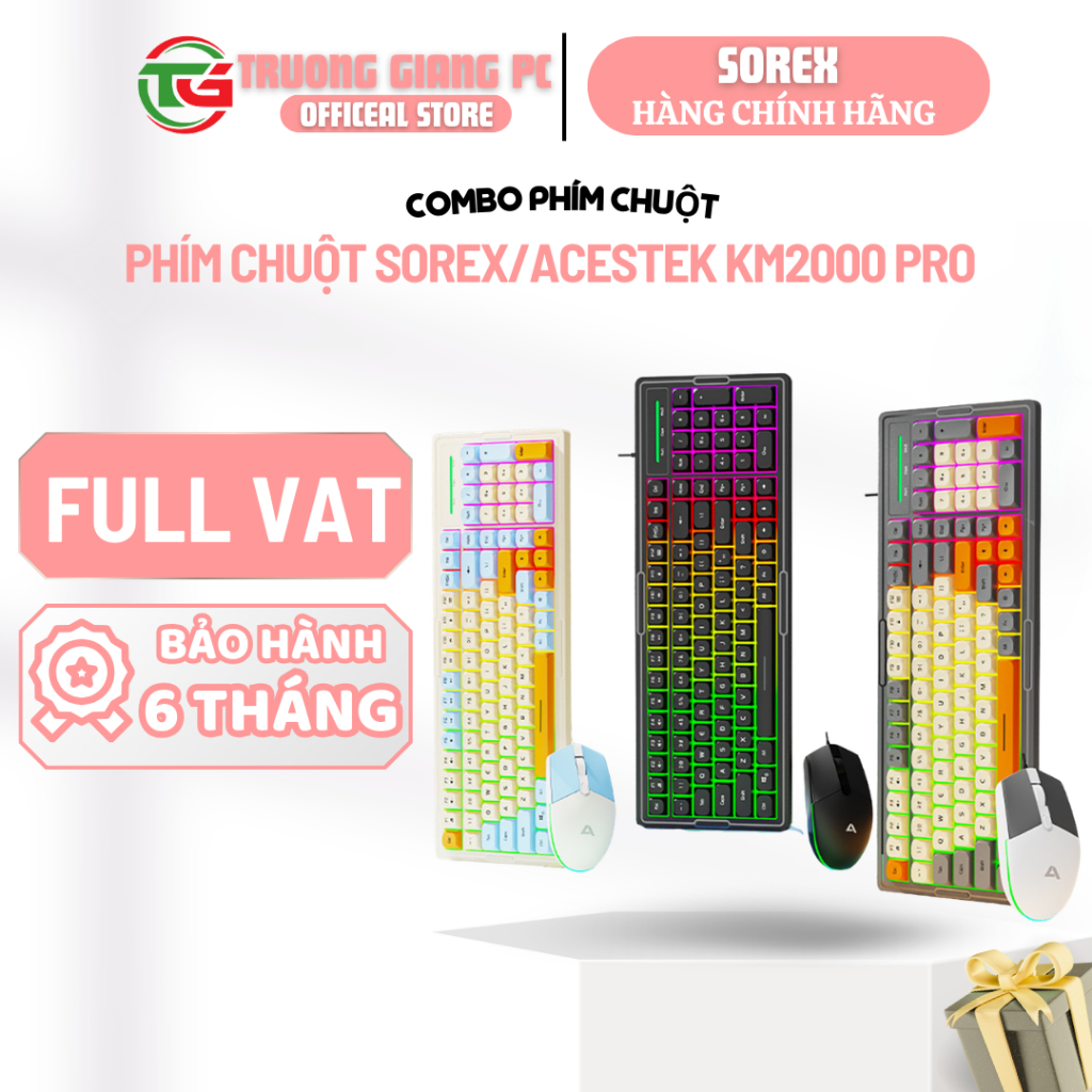 [CTY FULL VAT] Combo phím chuột Sorex/Acestek KM2000 Pro (có dây) - NEW CHÍNH HÃNG BẢO HÀNH 6 THÁNG