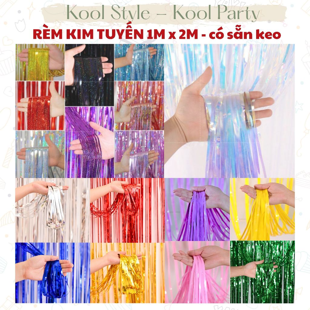 Rèm Kim Tuyến 1x2m Tua Rua Trang Trí Tiệc Sinh Nhật
