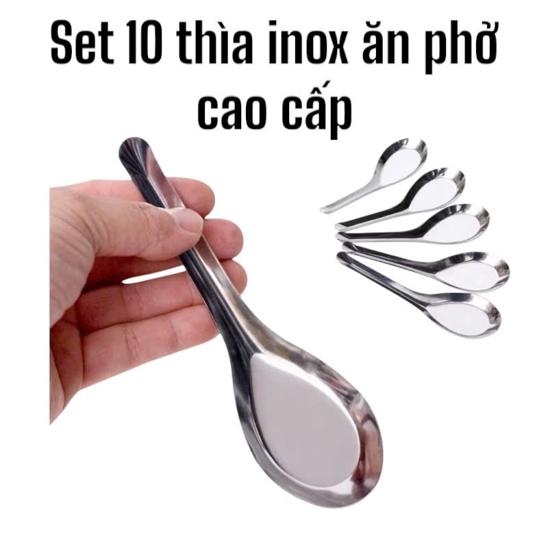 Combo 10 Thìa inox ăn phở hoa sen , ăn cơm cao cấp